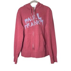 Y2K Paul Frank Lightning Bolt Full Zip Hoodie Fleece Lined Medium